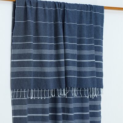 Trendige XL-Hammam-Stranddecken, 190 x 210 cm | Denim Blue