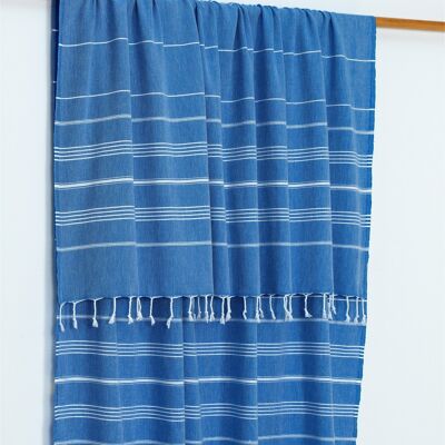 Trendige XL-Hammam-Stranddecken, 190 x 210 cm| Königsblau