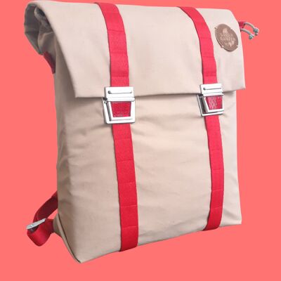 SCHOOL BAG CAT EYES-ECO HEMP »BEACH« STARFISH RED-WATER-RESISTANT