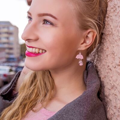 Boucles d'oreilles Little My et Umbrella - Rose clair