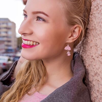 Little My and Umbrella Earrings - Light Pink