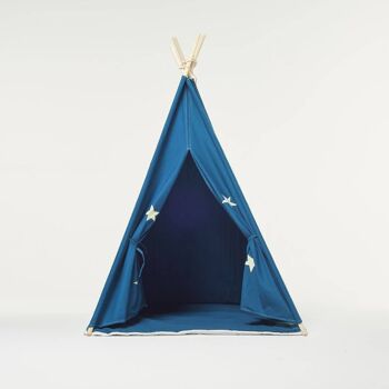 Ensemble de tente tipi bleu avec étoiles et tapis 3