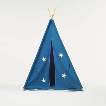 Ensemble de tente tipi bleu avec étoiles et tapis 4