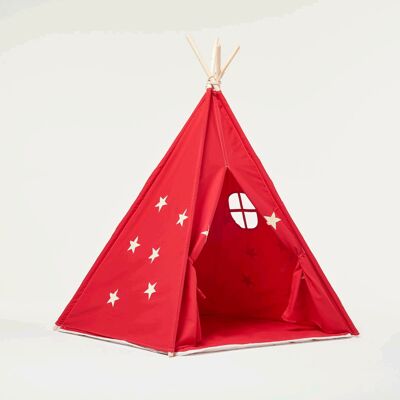 Red with Stars Teepee Tent Set and Carpet