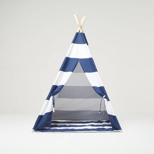 Blue and White Stripes Teepee Tent Set and Carpet
