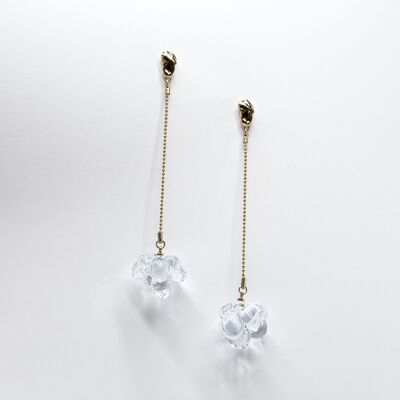 Handmade DROPS earrings in colorless Murano glass