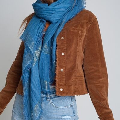 Lightweight scarf in blue with gold stripes