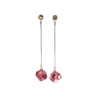 Boucles d'oreilles DROPS faites main en verre de Murano rose