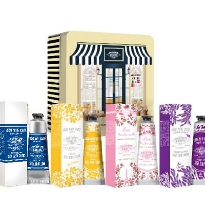 IKP Shop Metal Box - 4 Hand Creams with case - Milk Cream, Jasmine, Rose Mlle, Lavender