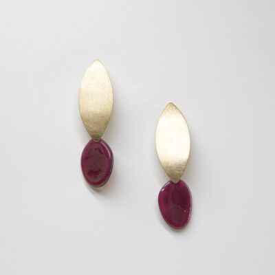 SALVIA Petites boucles d'oreilles dorées avec verre de Murano