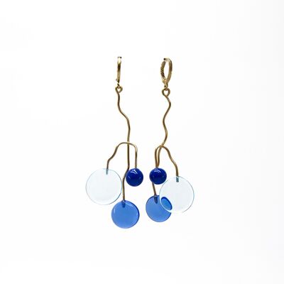 Boucles d'oreilles TRIGLASS en verre de Murano bleu