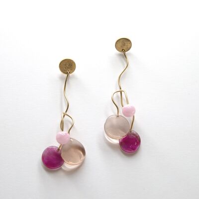 Boucles d'oreilles TRIGLASS en verre de Murano rose