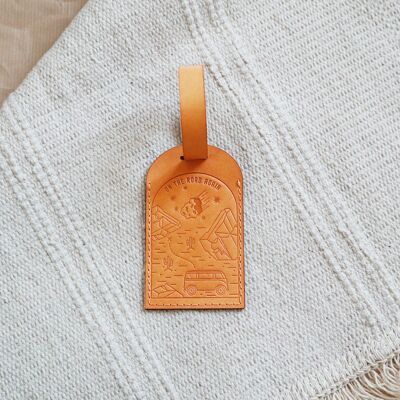 Luggage tag "On The Road Again" Tan