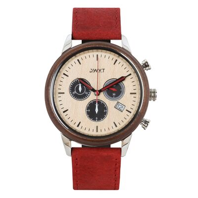 Reloj cronógrafo para hombre MARCO POLO rojo bermellón (cuero)