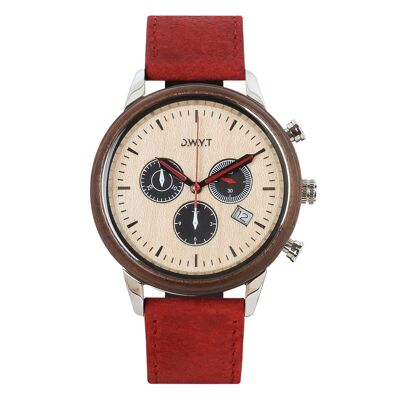 MARCO POLO men's chronograph watch vermilion red (leather)