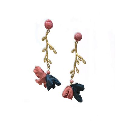 Pendientes artesanales FLOURIST en seda y cristal de Murano