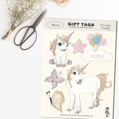 Unicorn A5 gift tags / decorations