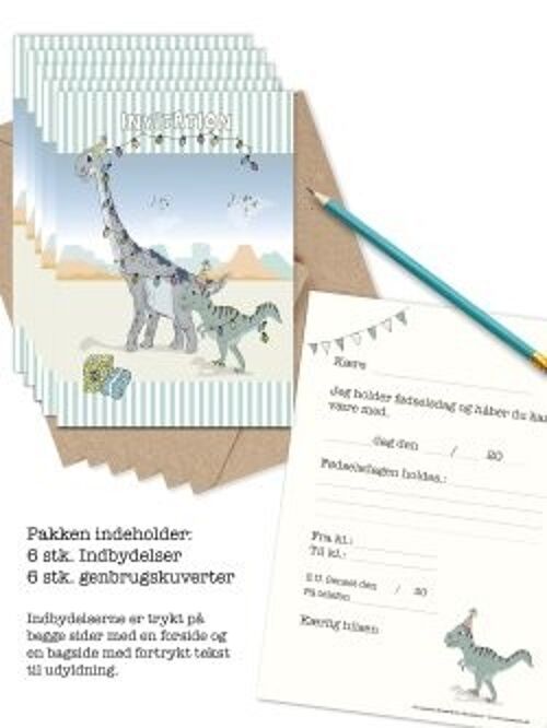 Birthday Dinosaur invitations 6 pcs.