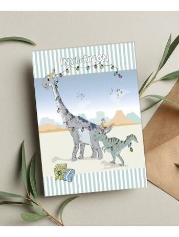 Invitations d'anniversaire de dinosaure 6 pcs. 2