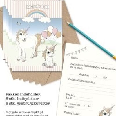 Invitations d'anniversaire Licorne 6 pcs.