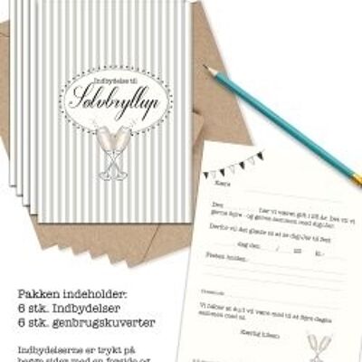 Silver wedding invitations 6 pcs.