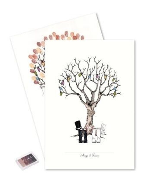 Fingerprint - wedding tree with rubber boots and golden brown