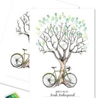 Huella - Madera con huella de bicicleta verde