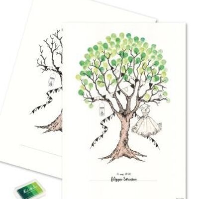 Empreinte digitale - arbre de confirmation avec robe et vert