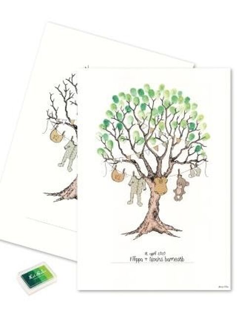 Fingerprint - Christening tree with green fingerprints