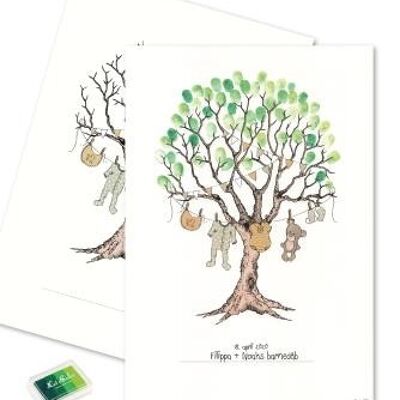 Fingerprint - Christening tree with green fingerprints
