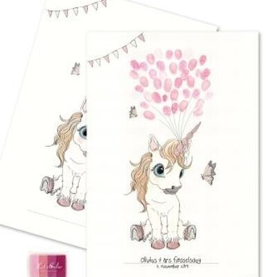 Impronta digitale - Unicorno con impronte rosa