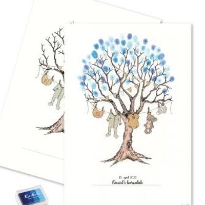 Fingerprint - Christening tree with blue fingerprint