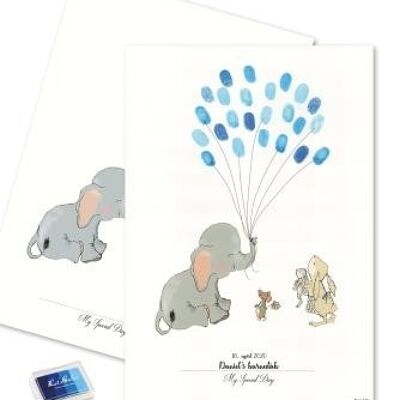 Fingerabdruck - Elefant mit blauem Fingerabdruck