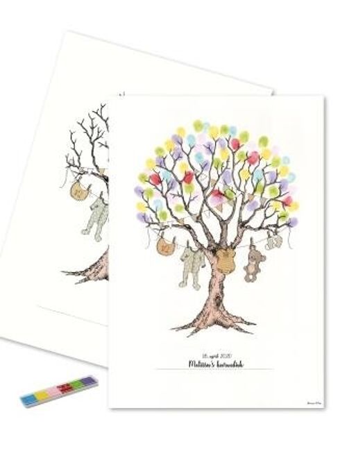 Fingerprint - Christening tree with pastel colored
