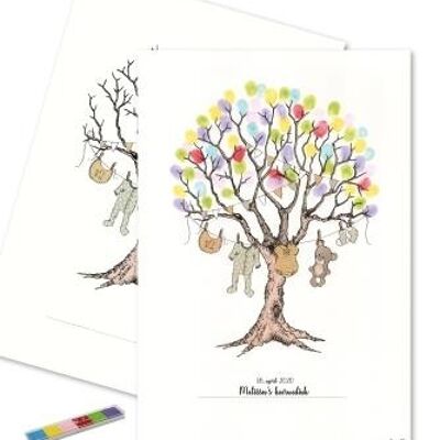 Fingerprint - Christening tree with pastel colored