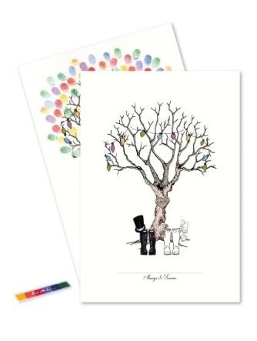 Fingerprint - wedding tree with rubber boots with multi colors
