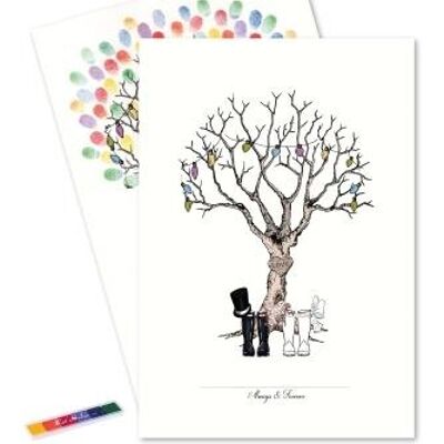 Fingerprint - wedding tree with rubber boots with multi colors