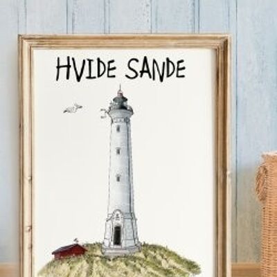 Hvide Sande (Lyngvig lighthouse) A4 poster