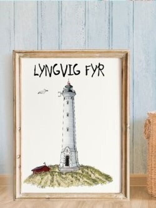 Lyngvig lighthouse (Hvide Sande) A4 poster