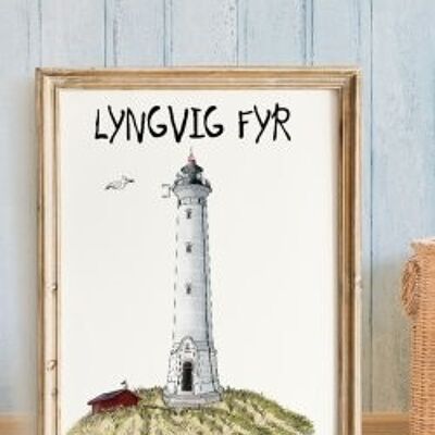Lyngvig lighthouse (Hvide Sande) A4 poster