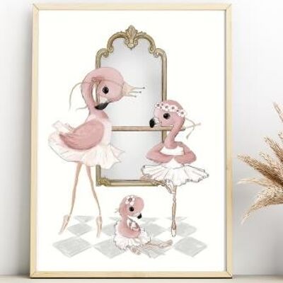 Flamingo Ballet school A3 poster