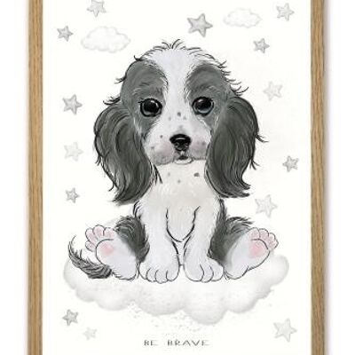 Poster A3 del cucciolo di cocker baby Sii coraggioso