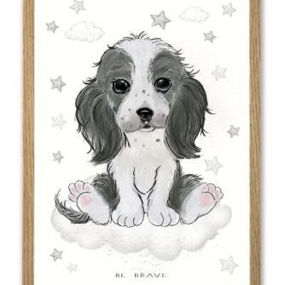 Baby Be brave cocker puppy A3 poster