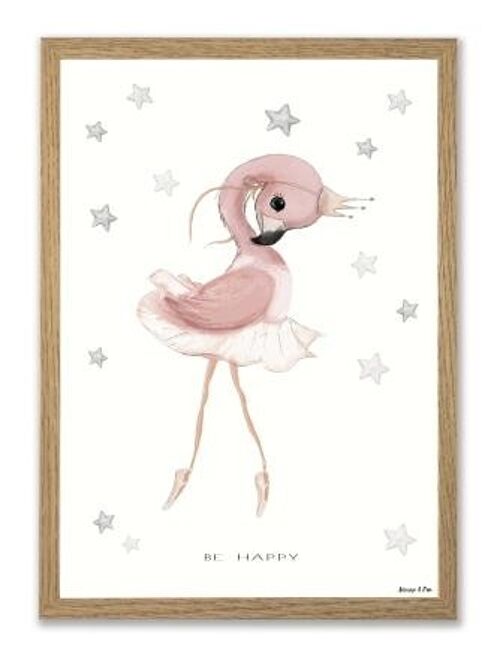 Baby Be Happy flamingo ballet A3 poster