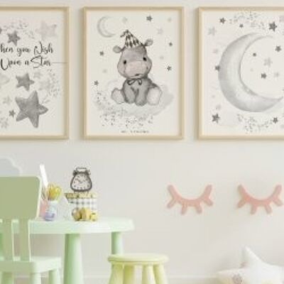 Baby hippopotamus A3 poster