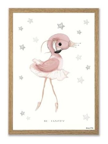Affiches A4 Baby Be Happy flamant rose 2