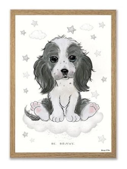 Baby Be Brave Cocker puppy A4 poster