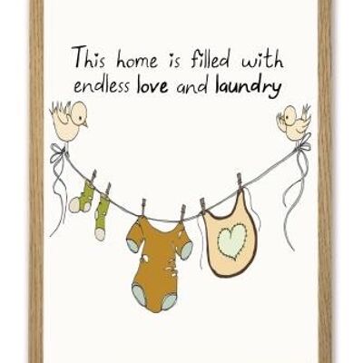 This home is filled with endless love and laundry A4 poster