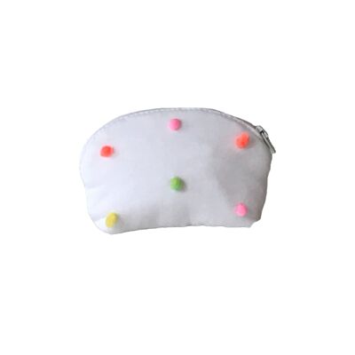 Round coin purse with pompom