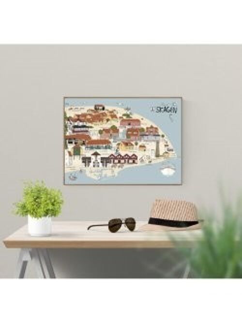 Map of Skagen A4 poster